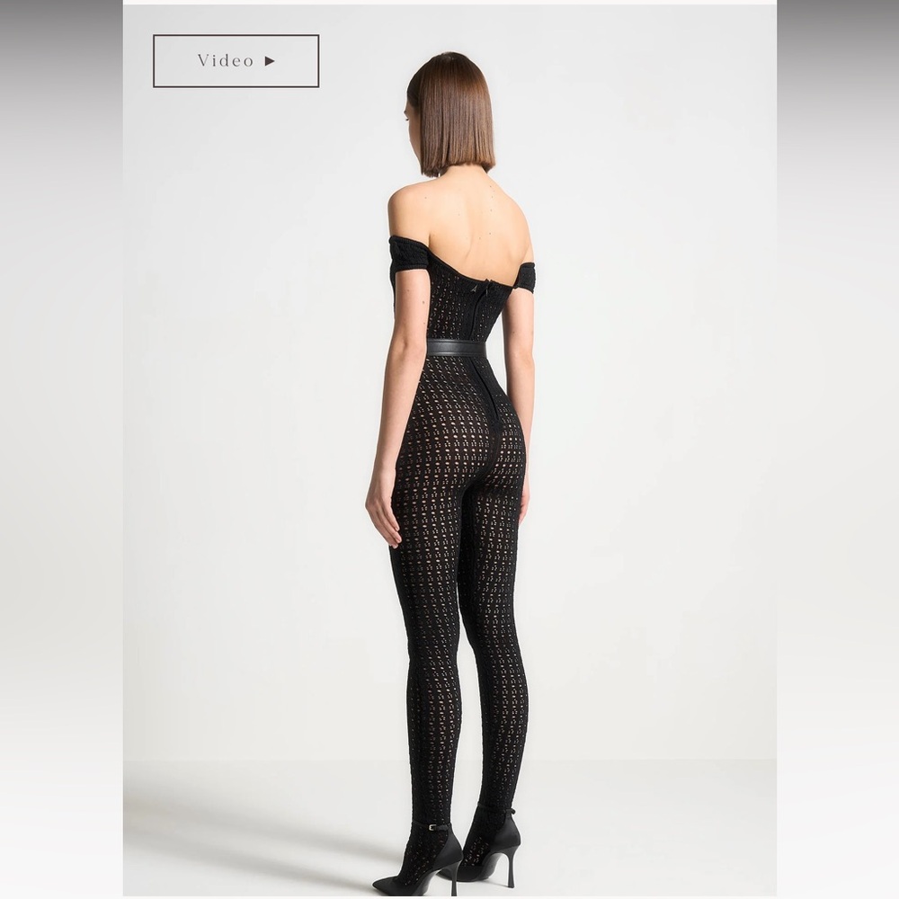 NWOT Maniere De Voir Black Knit Jumpsuit - Picture 3 of 13